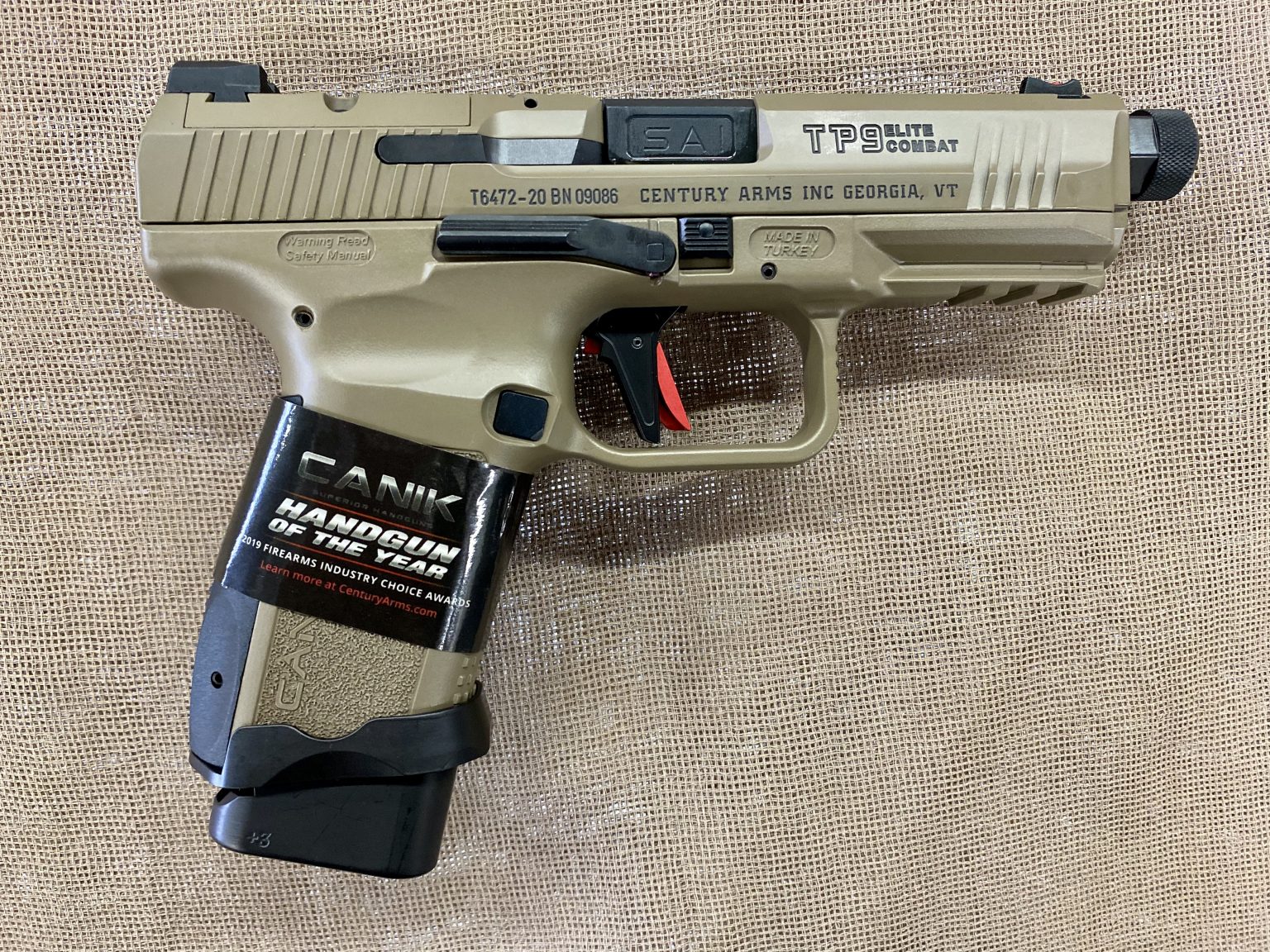 Canik TP9SF Elite Combat 9MM 18+1rds FDE w/ Accessory Pack Saddle